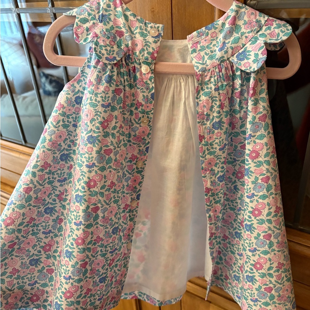 Jacadi Floral Baby Dress with Pink and Blue Accents - Picture 3 of 4